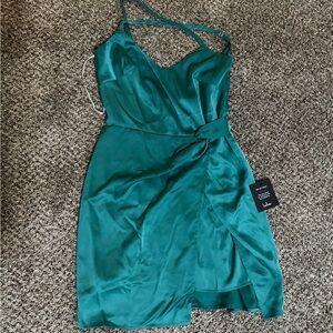 Lulu's Asymmetrical Teal Dress